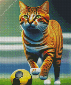 Cat Playing Football Diamond Painting