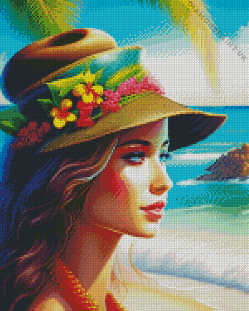 Girl In Hawaii Diamond Painting