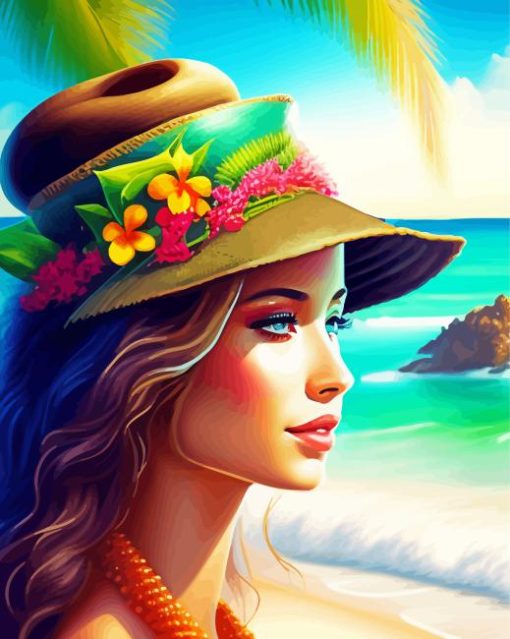 Girl In Hawaii Diamond Painting