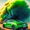 Green Car Smoke Diamond Painting