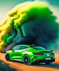 Green Car Smoke Diamond Painting