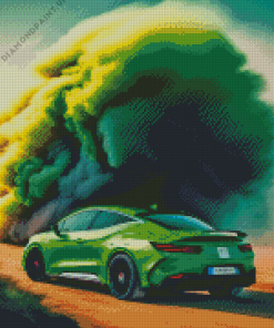 Green Car Smoke Diamond Painting