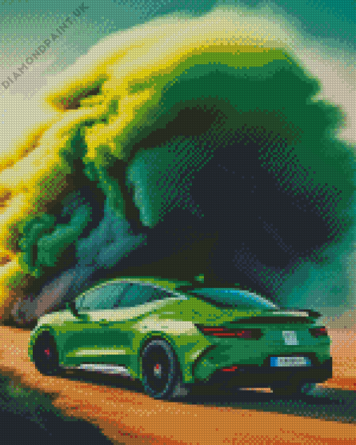 Green Car Smoke Diamond Painting