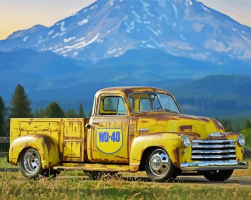 Old Yellow Camionnette Chevrolet Diamond Painting