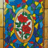 Red Rose With Stained Glass Diamond Painting