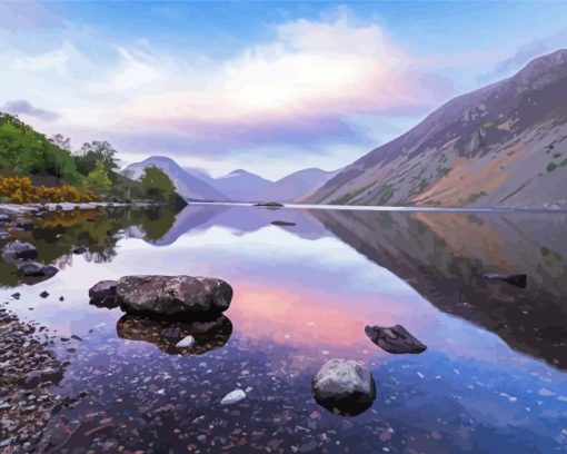 Wast Water Sunset Lake Diamond Painting