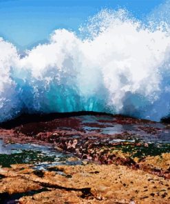 Waves Over Rock Diamond Painting