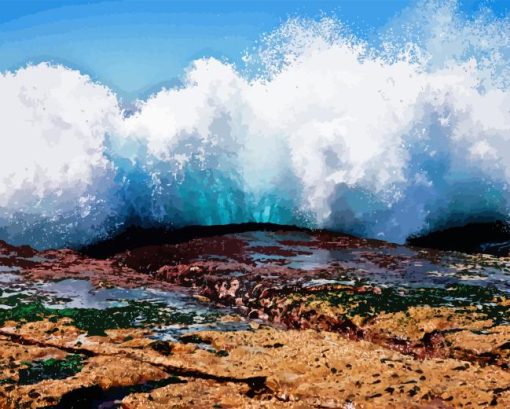 Waves Over Rock Diamond Painting