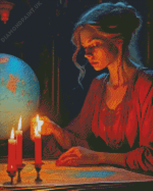 Woman And Candles Diamond Painting