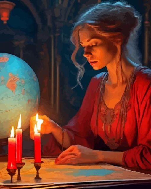 Woman And Candles Diamond Painting