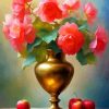 Begonias In Brass Vase Diamond Painting