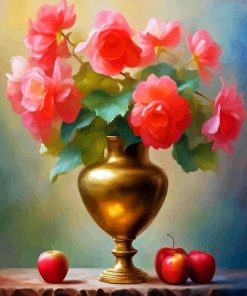 Begonias In Brass Vase Diamond Painting