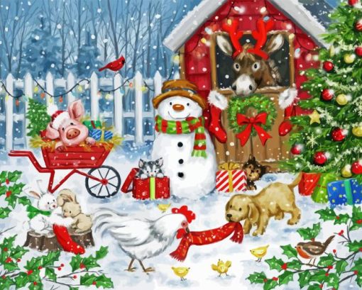 Christmas Farm Diamond Painting