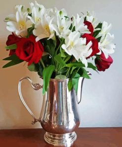 Flowers In A Silver Pitcher Diamond Painting