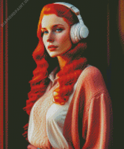 Ginger Woman Listening To Music Diamond Painting