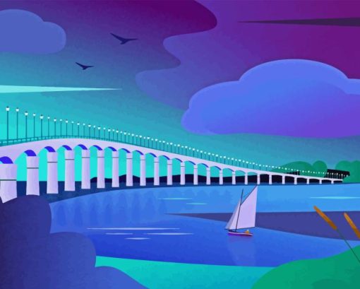 Illustration Ile De Re Bridge Diamond Painting