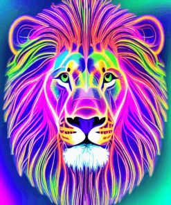 Neon Lion Head Diamond Painting