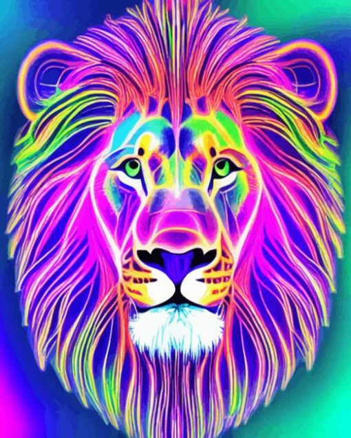 Neon Lion Head Diamond Painting