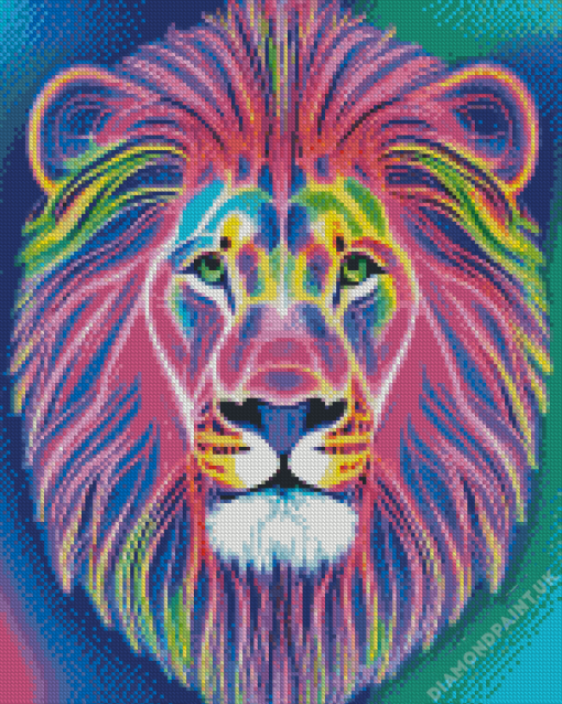 Neon Lion Head Diamond Painting