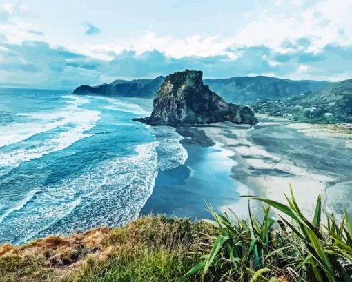 New Zealand Piha Beach Diamond Painting