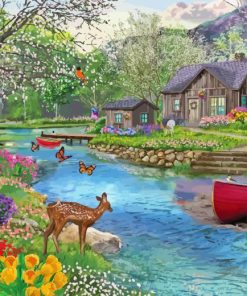 Spring Cabin Diamond Painting