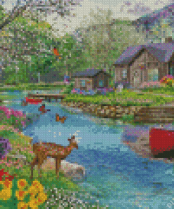 Spring Cabin Diamond Painting