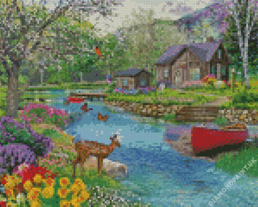 Spring Cabin Diamond Painting