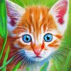 Cat With Blue Eyes Orange Tabby Diamond Painting