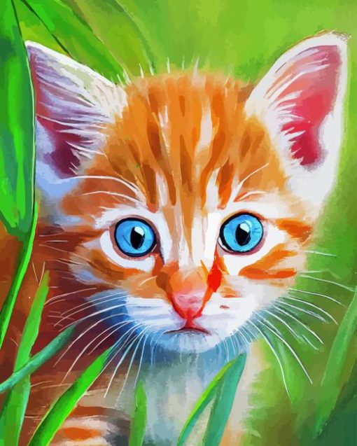 Cat With Blue Eyes Orange Tabby Diamond Painting