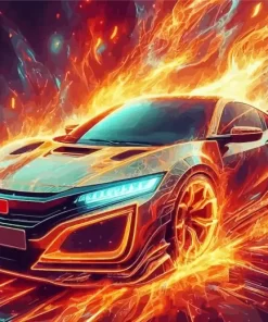 Aesthetic Fire Car Art Diamond Painting