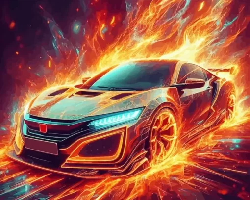 Aesthetic Fire Car Art Diamond Painting