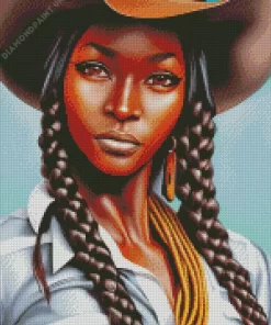 American Black Woman Cowgirl Diamond Painting