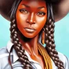 American Black Woman Cowgirl Diamond Painting