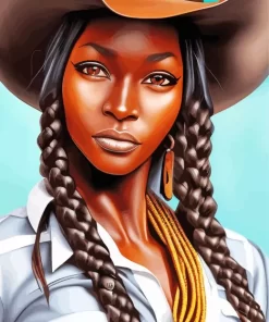 American Black Woman Cowgirl Diamond Painting