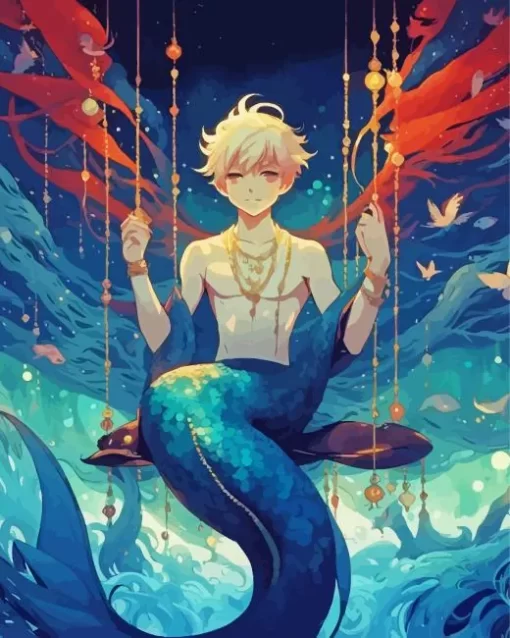 Anime Blonde Merman Diamond Painting