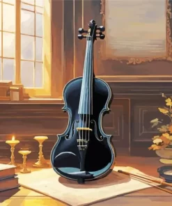 Antique Black Violin Diamond Painting