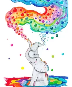 Baby Elephant Blowing Bubble Diamond Painting