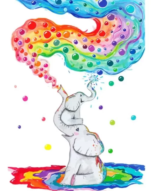 Baby Elephant Blowing Bubble Diamond Painting