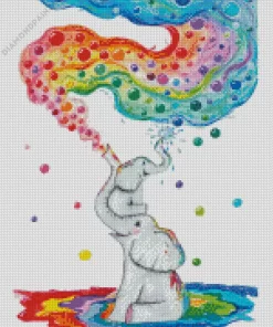 Baby Elephant Blowing Bubble Diamond Painting