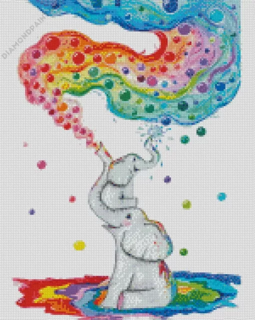 Baby Elephant Blowing Bubble Diamond Painting