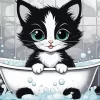 Black Cat Taking Bath Diamond Painting