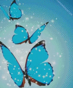 Blue And Black Butterflies Diamond Painting