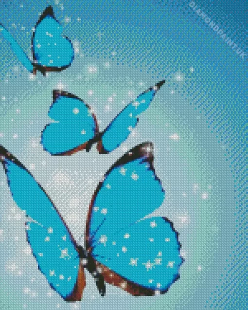 Blue And Black Butterflies Diamond Painting