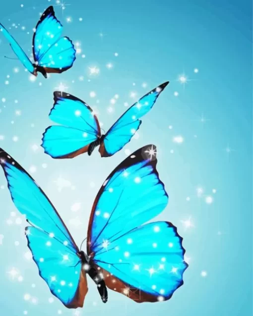 Blue And Black Butterflies Diamond Painting