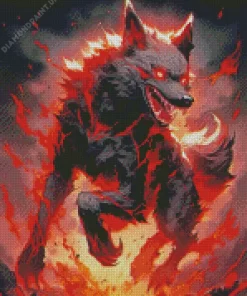 Burning Black Wolf Evil Diamond Painting