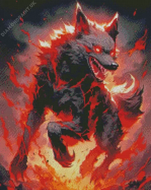 Burning Black Wolf Evil Diamond Painting