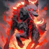 Burning Black Wolf Evil Diamond Painting