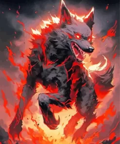 Burning Black Wolf Evil Diamond Painting