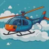 Cartoon Blue And Orange Helicopter Diamond Painting