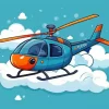 Cartoon Blue And Orange Helicopter Diamond Painting